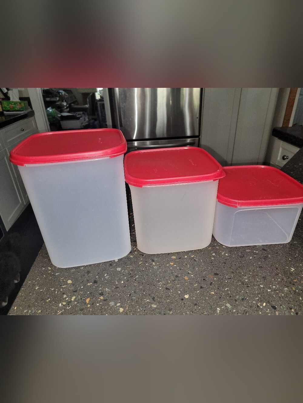 Red Tupperware Plastic Food Storage Container Set - Multipurpose Canisters